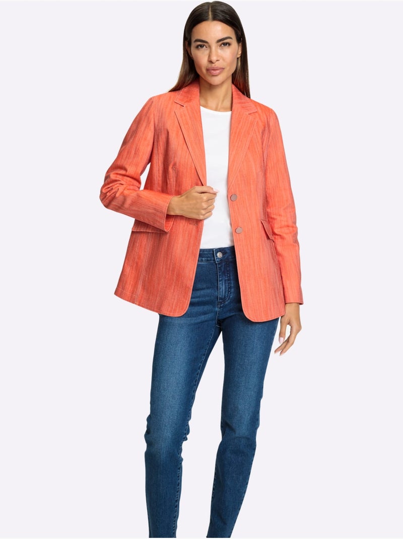 Blazer En Jean Qualité Denim Teintée - Taille Standard - Helline Orange - Kiabi