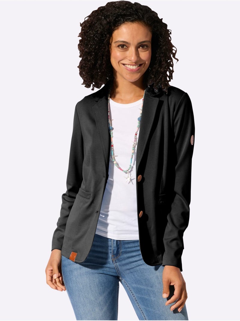 Blazer En Jersey 20% Viscose - Taille Standard - Witt Noir - Kiabi