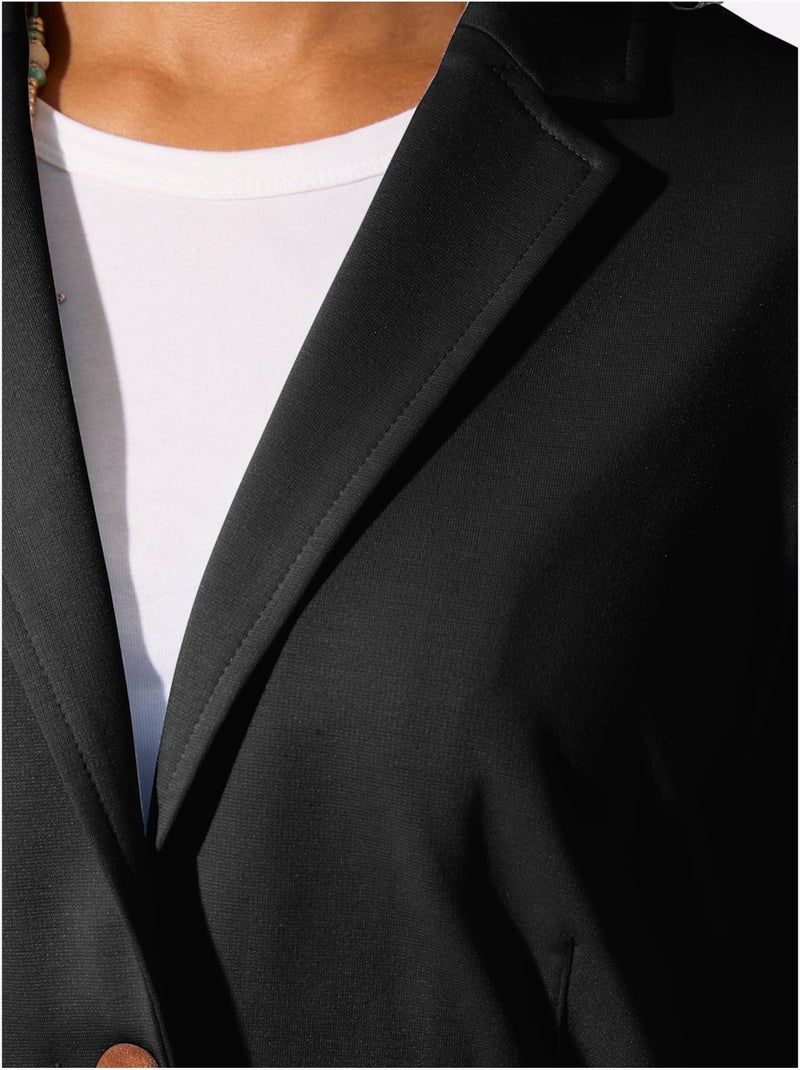 Blazer En Jersey 20% Viscose - Taille Standard - Witt Noir - Kiabi