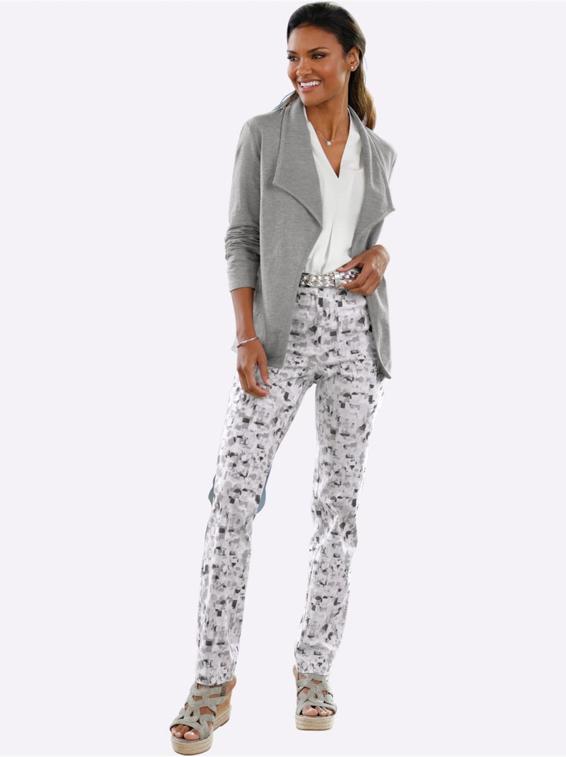 Blazer En Jersey Coupe Ouverte Affinante - Taille Standard - Moda Vilona Gris chiné - Kiabi