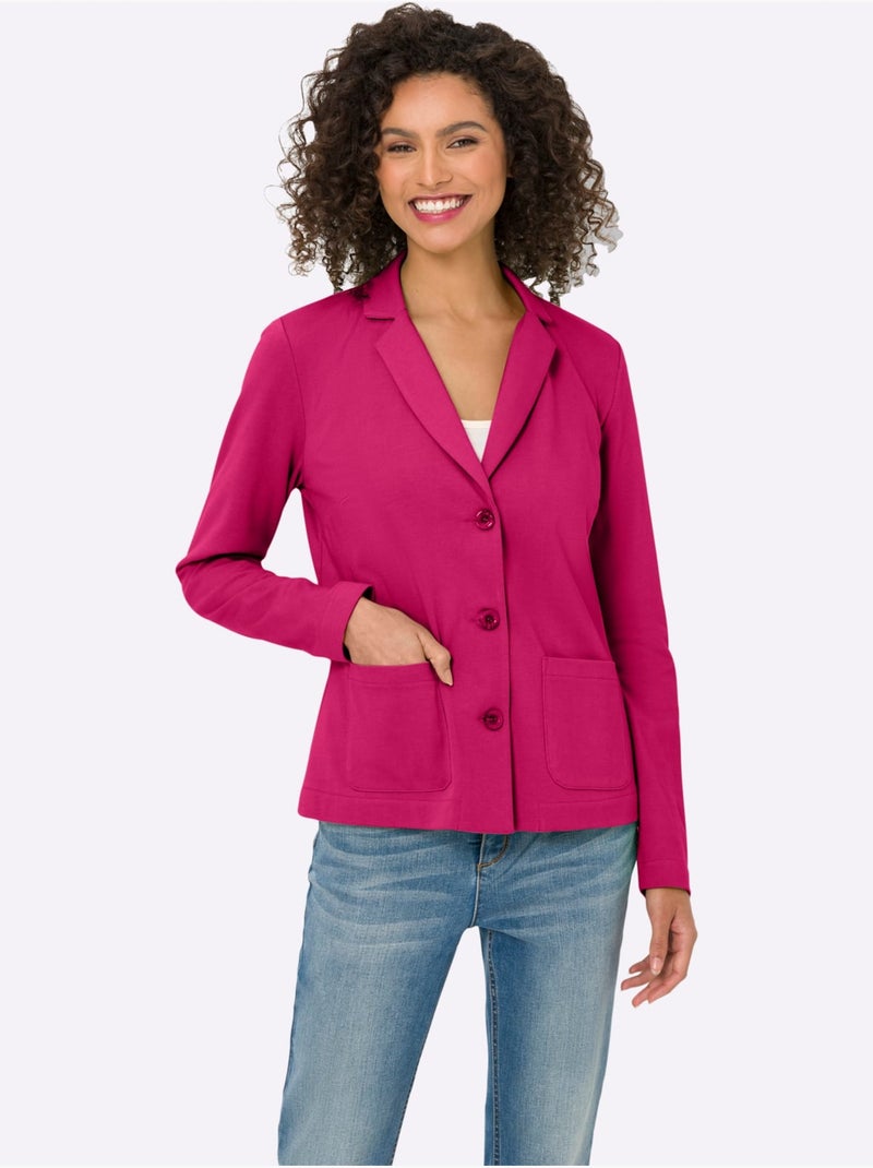 Blazer En Jersey Coupe Sobre Pour Un Look Décontracté Tendance - Taille Standard - Helline Rose fushia - Kiabi