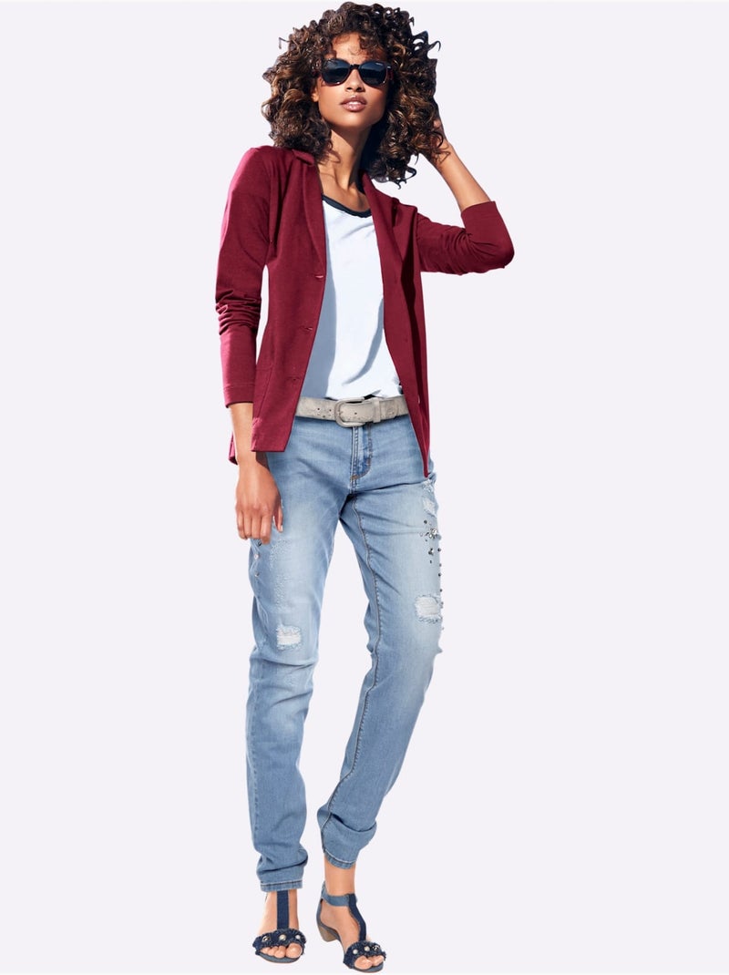 Blazer En Jersey Coupe Sobre Pour Un Look Décontracté Tendance - Taille Standard - Helline Rouge carmin - Kiabi