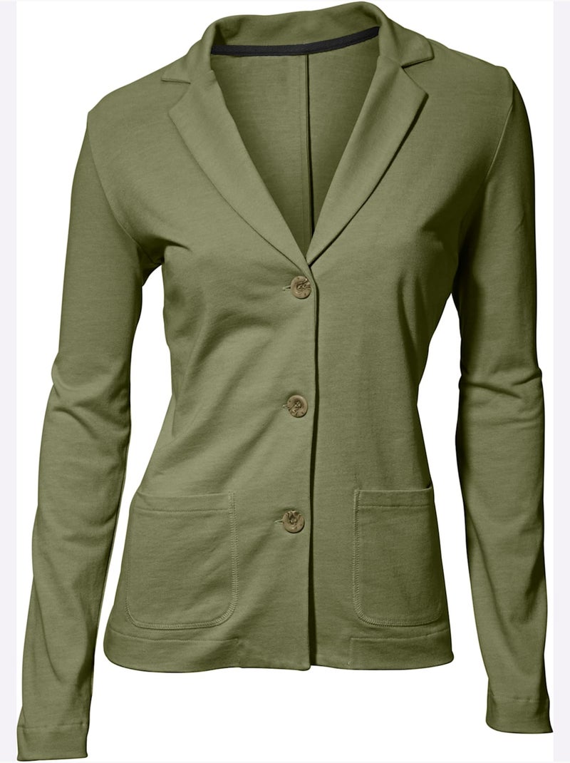 Blazer En Jersey Coupe Sobre Pour Un Look Décontracté Tendance - Taille Standard - Helline Vert olive - Kiabi