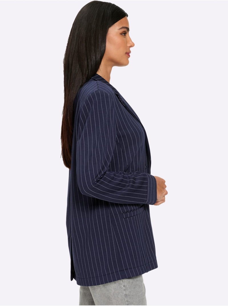 Blazer en jersey fines rayures classiques - taille standard - helline Gris Bleu marine Gris - Kiabi