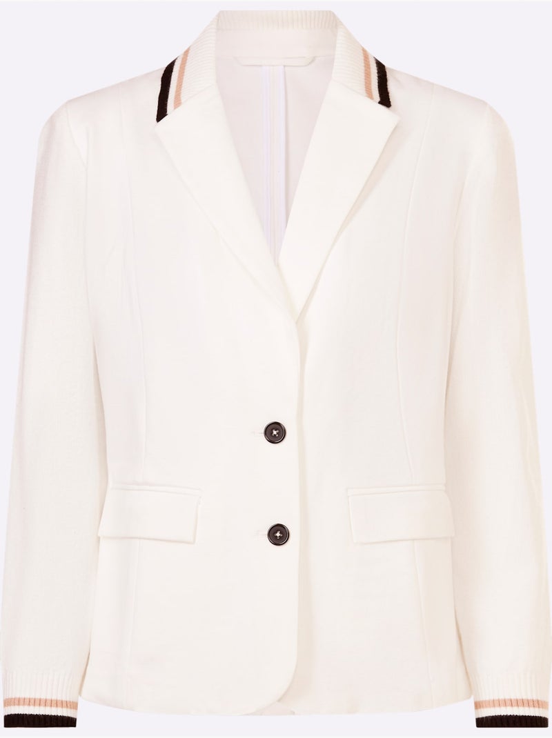 Blazer En Jersey Finitions Contrastées - Taille Standard - helline Ecru - Kiabi