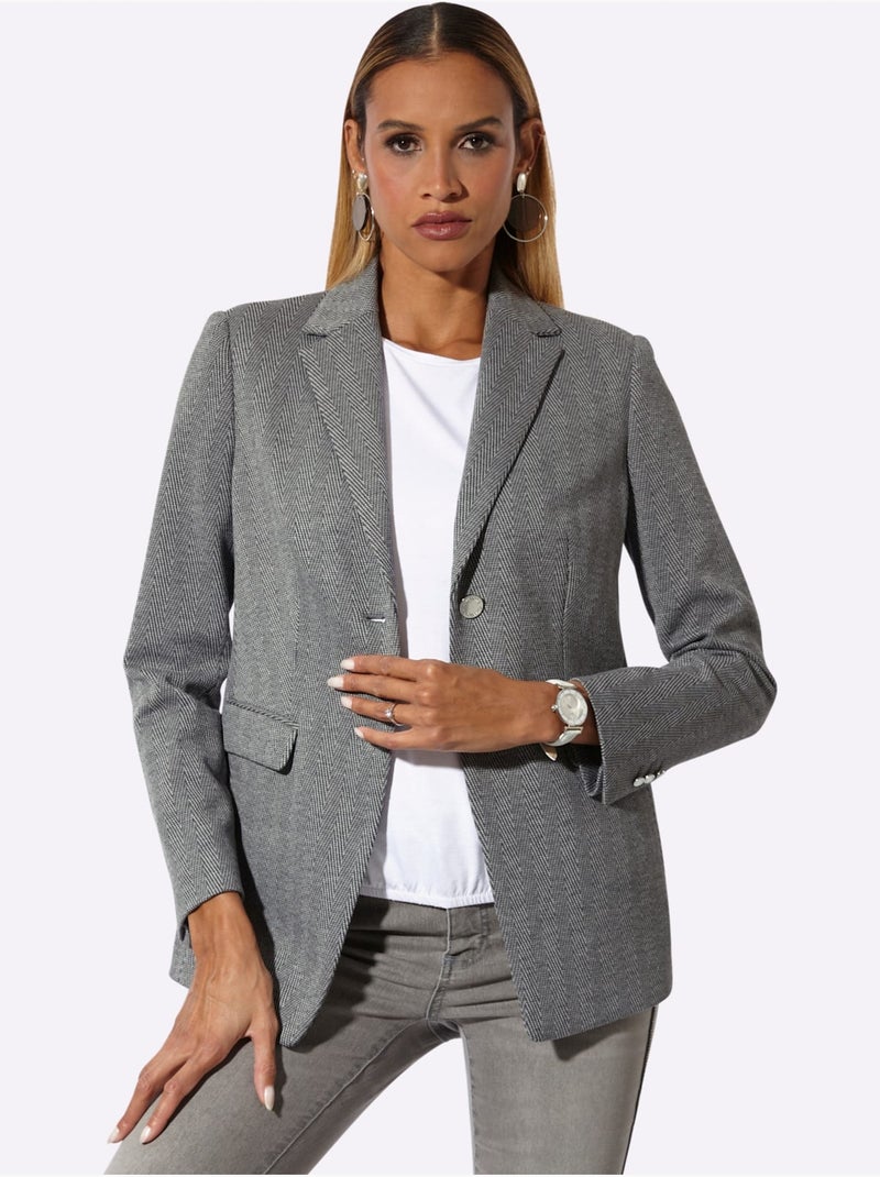 Blazer En Jersey Jersey Fin - Taille Standard - Helline gris anthracite - Kiabi