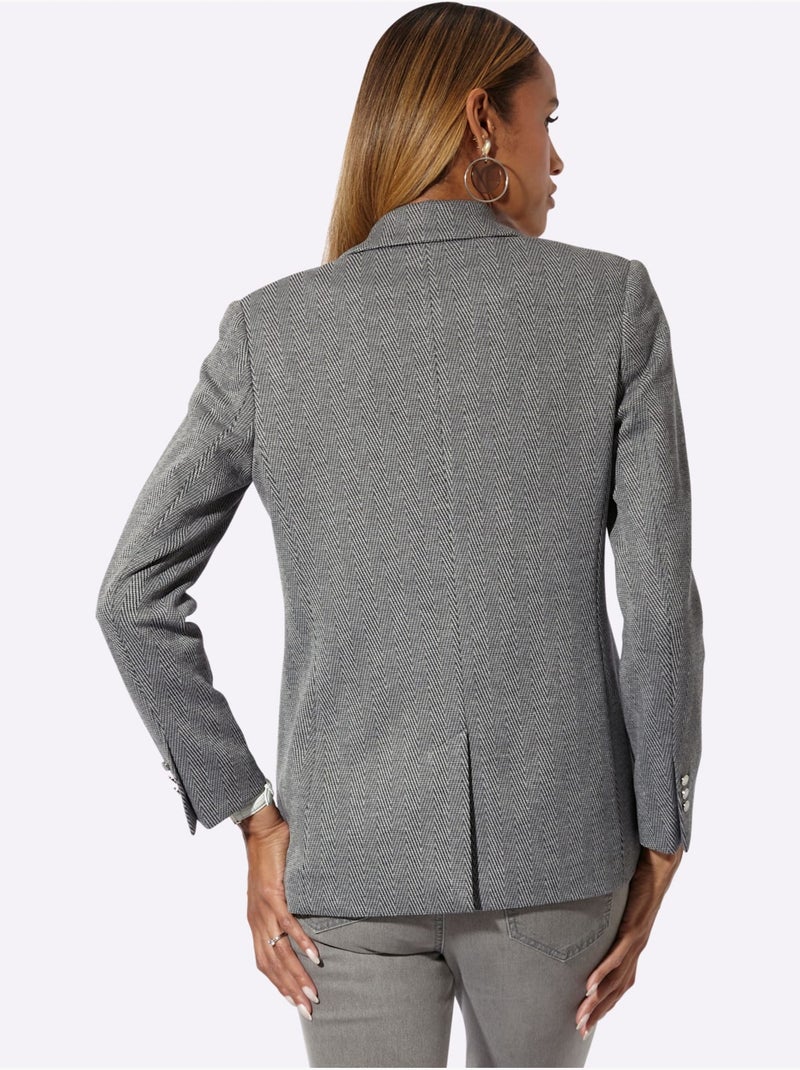 Blazer En Jersey Jersey Fin - Taille Standard - Helline gris anthracite - Kiabi