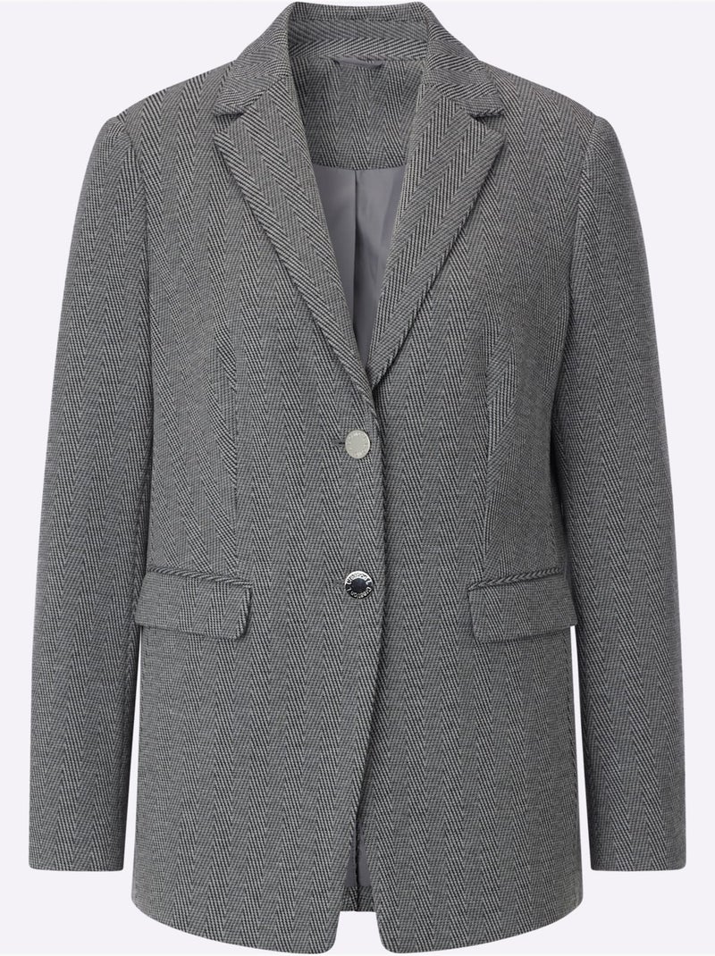 Blazer En Jersey Jersey Fin - Taille Standard - Helline gris anthracite - Kiabi