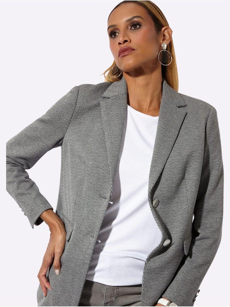 Blazer En Jersey Jersey Fin - Taille Standard - Helline gris anthracite - Kiabi