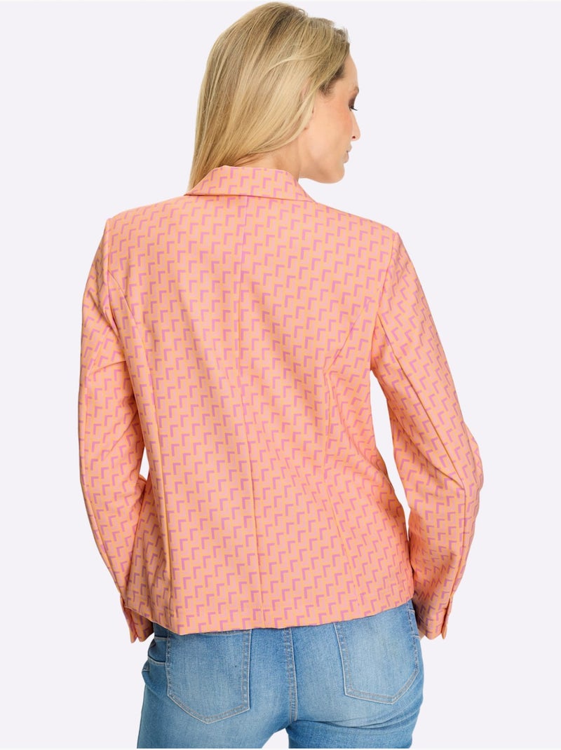 Blazer En Jersey Motif Imprimé Exclusif - Taille Standard - helline Abricot - Kiabi