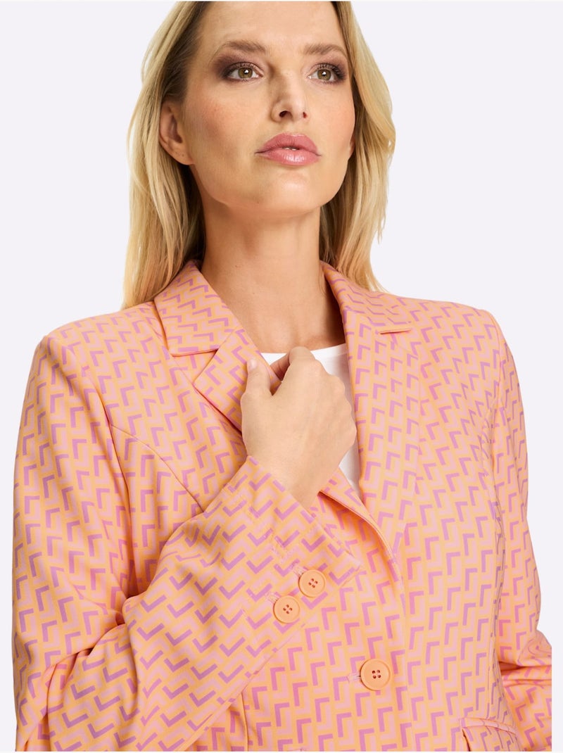 Blazer En Jersey Motif Imprimé Exclusif - Taille Standard - helline Abricot - Kiabi