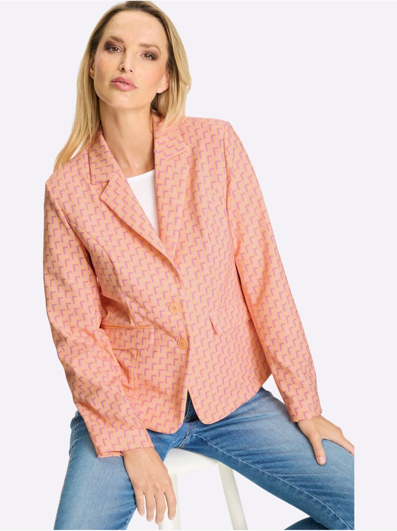 Blazer En Jersey Motif Imprimé Exclusif - Taille Standard - helline Abricot - Kiabi