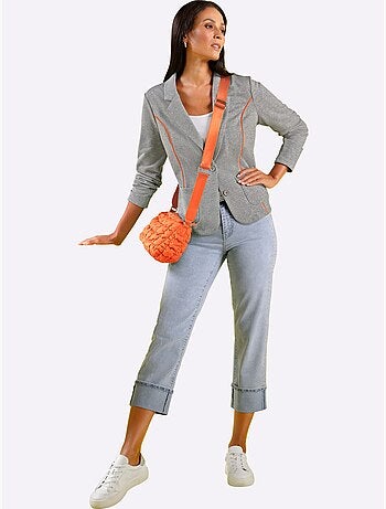 Blazer En Jersey Passepoils Contrastés Tendance - Taille Standard - Helline