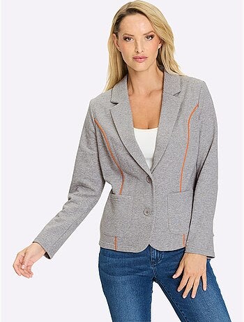 Blazer En Jersey Passepoils Contrastés Tendance - Taille Standard - Helline