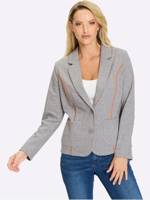Blazer En Jersey Passepoils Contrastés Tendance - Taille Standard - Helline - Kiabi