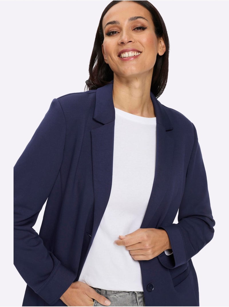 Blazer En Jersey Qualité Jersey Extensible, Souple Et Confortable - Taille Standard - Helline Bleu marine - Kiabi