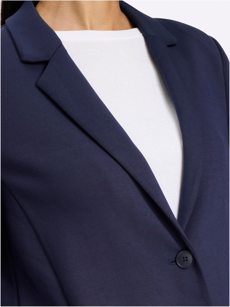 Blazer En Jersey Qualité Jersey Extensible, Souple Et Confortable - Taille Standard - Helline Bleu marine - Kiabi
