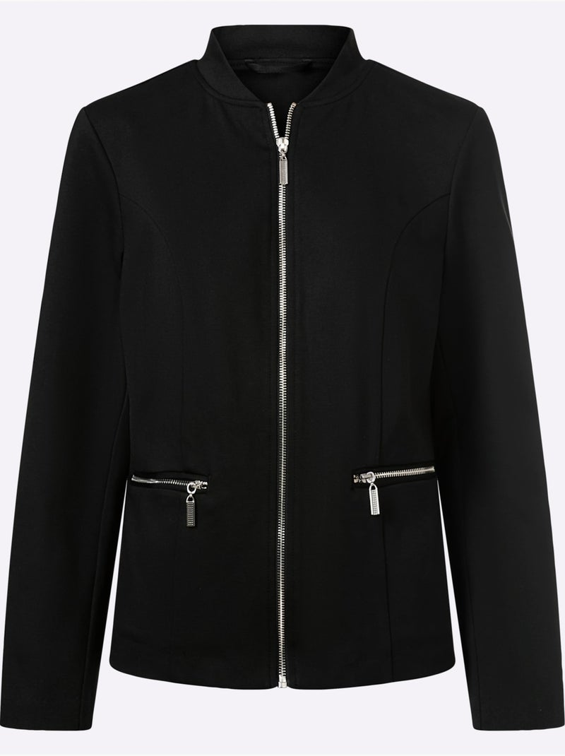 Blazer En Jersey Qualité Viscose Douce - Taille Standard - Witt Noir - Kiabi