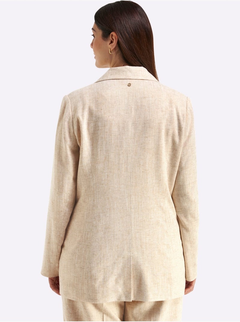 Blazer En Lin Effet De Brillance - Taille Standard - Sheego Blanc Perlé/Beige/Or - Kiabi