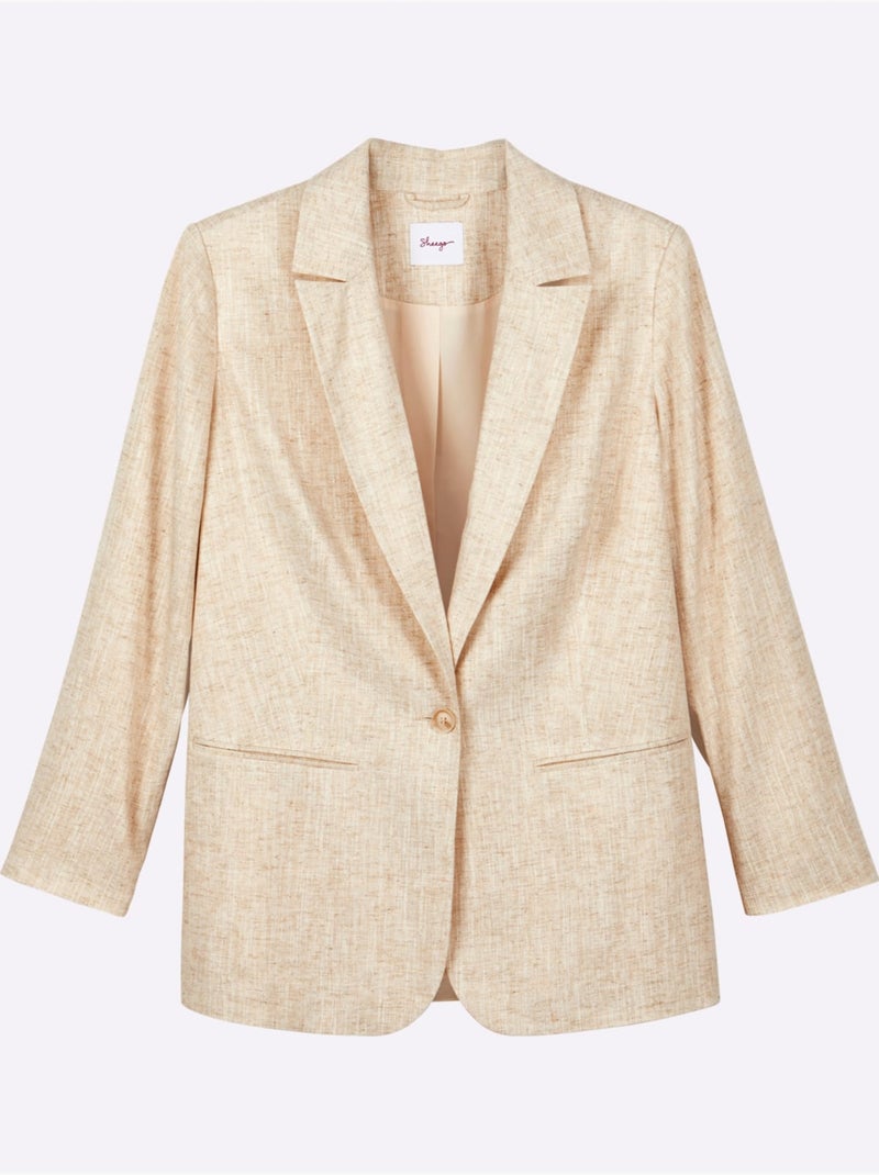 Blazer En Lin Effet De Brillance - Taille Standard - Sheego Blanc Perlé/Beige/Or - Kiabi