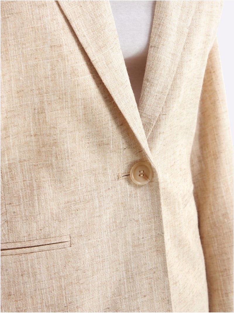 Blazer En Lin Effet De Brillance - Taille Standard - Sheego Blanc Perlé/Beige/Or - Kiabi
