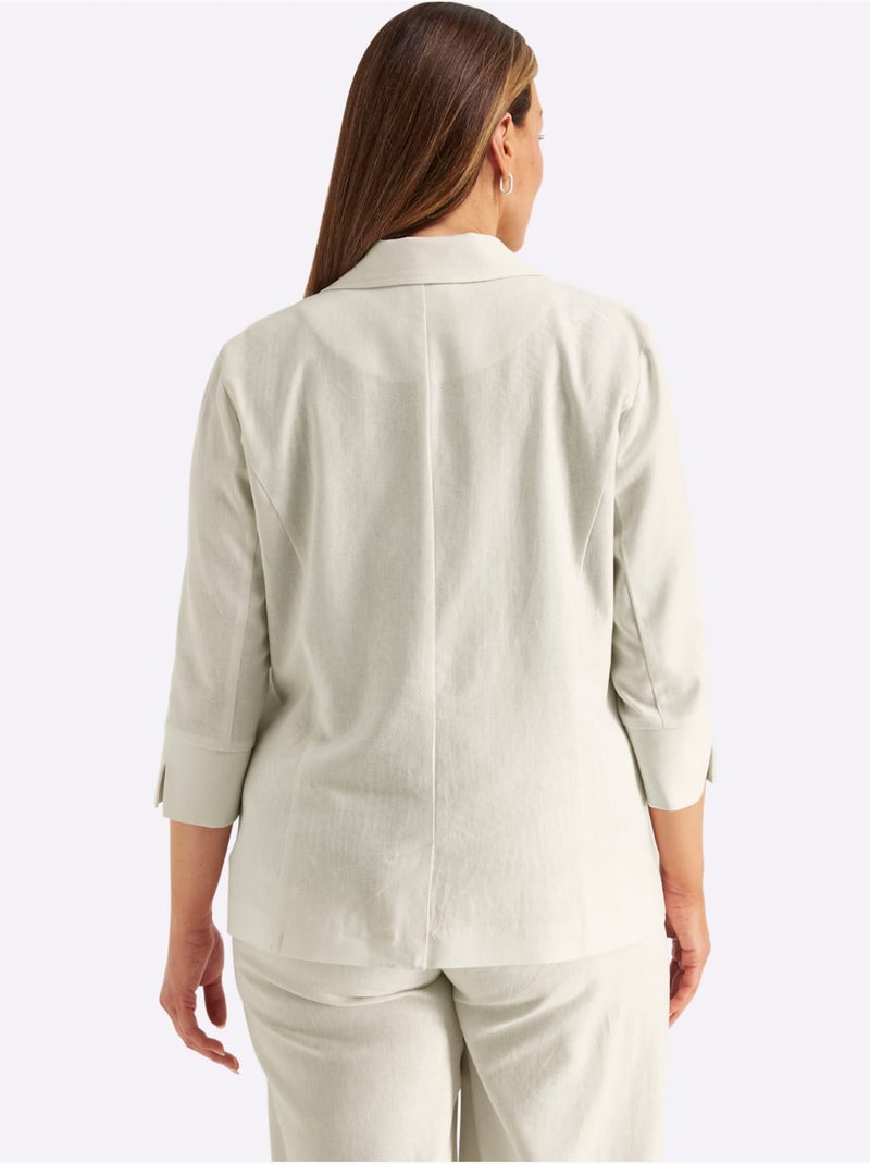Blazer En Lin Mélange Lin Et Viscose - Taille Standard - Sheego Ecru - Kiabi