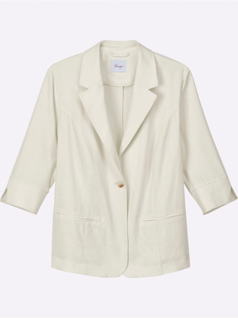 Blazer En Lin Mélange Lin Et Viscose - Taille Standard - Sheego Ecru - Kiabi
