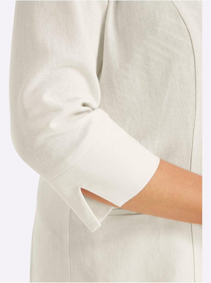 Blazer En Lin Mélange Lin Et Viscose - Taille Standard - Sheego Ecru - Kiabi