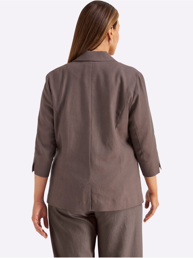 Blazer En Lin Mélange Lin Et Viscose - Taille Standard - Sheego Gris taupe - Kiabi