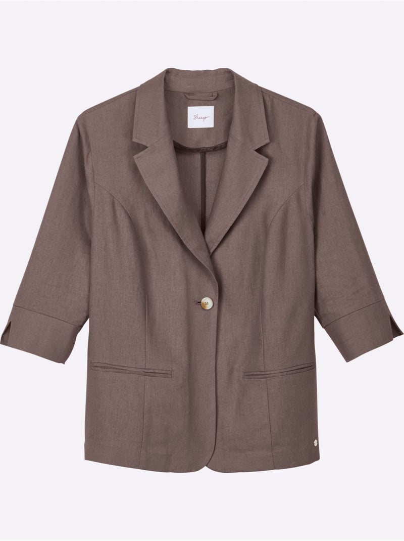 Blazer En Lin Mélange Lin Et Viscose - Taille Standard - Sheego Gris taupe - Kiabi