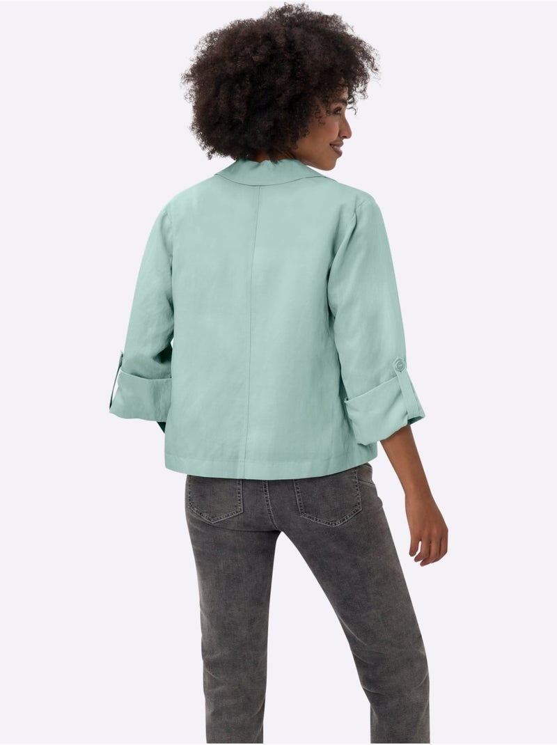 Blazer En Lin Qualité Lyocell Estivale - Taille Standard - Helline Vert - Kiabi
