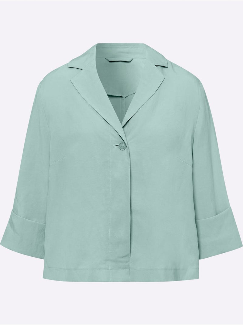 Blazer En Lin Qualité Lyocell Estivale - Taille Standard - Helline Vert - Kiabi