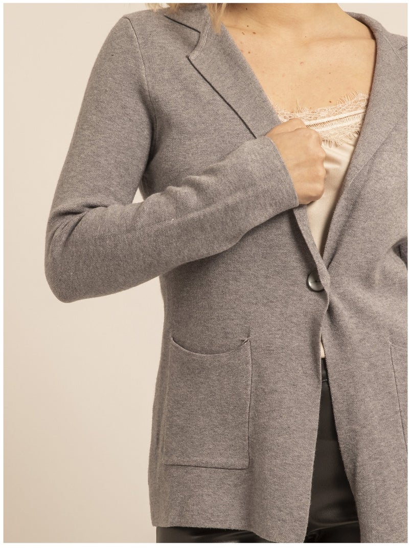 Blazer en maille UPLANA Gris - Kiabi