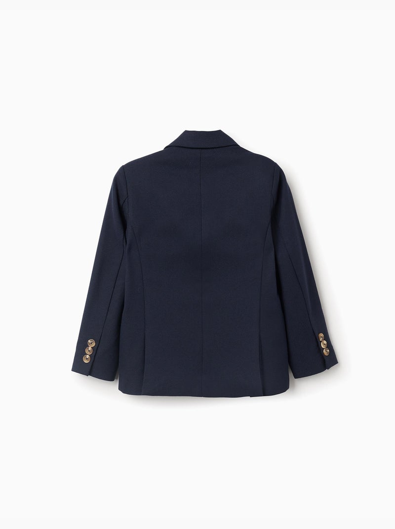 Blazer en piqué avec poches à rabat Bleu foncé - Kiabi