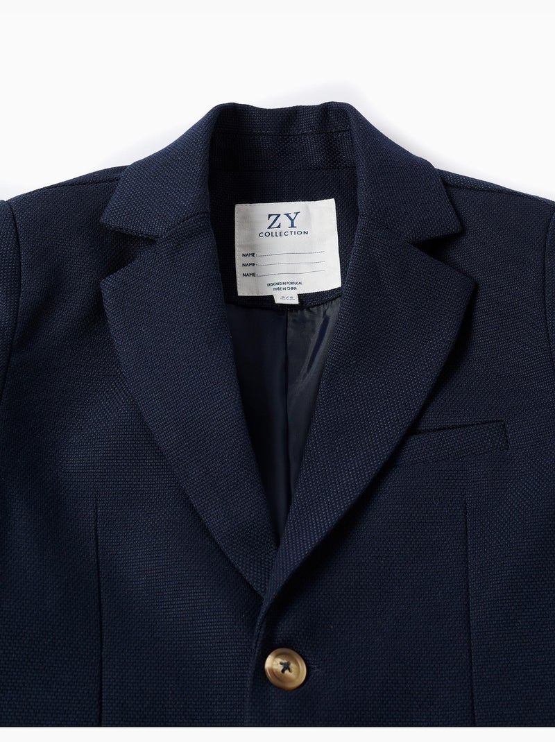 Blazer en piqué avec poches à rabat Bleu foncé - Kiabi