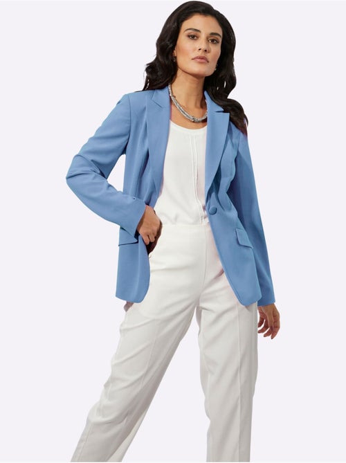 Blazer en polyester recyclé col à revers et manches longues - Taille standard - Helline - Kiabi Blazer en polyester recyclé col à revers et manches longues - Taille standard - Helline - Kiabi