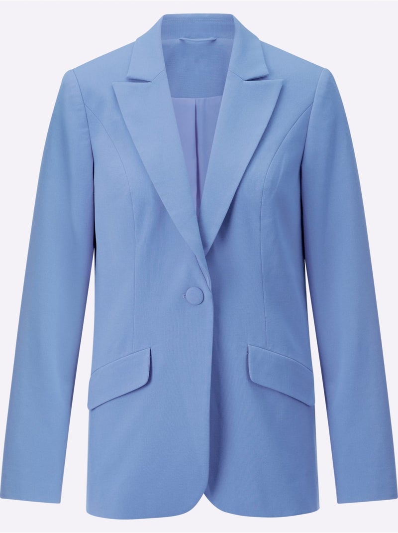 Blazer en polyester recyclé col à revers et manches longues - Taille standard - Helline Bleu ciel - Kiabi