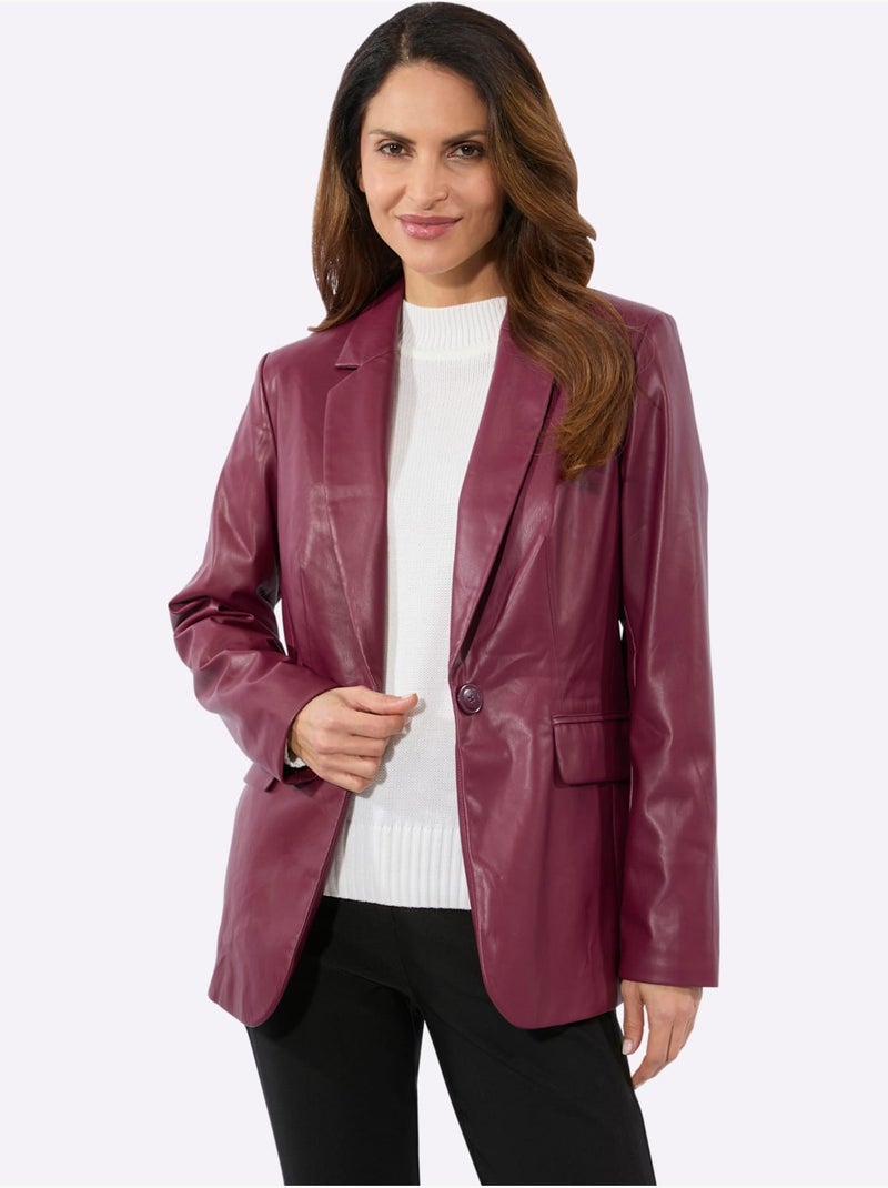 Blazer En Synthétique Imitation Cuir Souple - Taille Standard - Witt Bordeaux - Kiabi