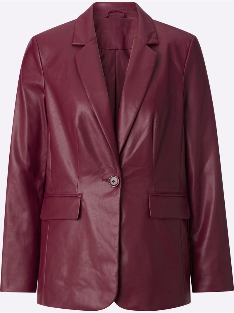 Blazer En Synthétique Imitation Cuir Souple - Taille Standard - Witt Bordeaux - Kiabi