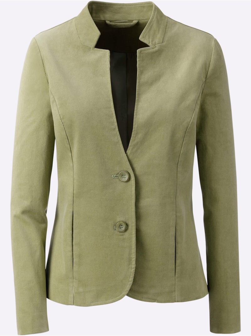 Blazer en velours côtelé qualité coton doux sur la peau - taille standard - witt Bleu Vert Gris - Kiabi