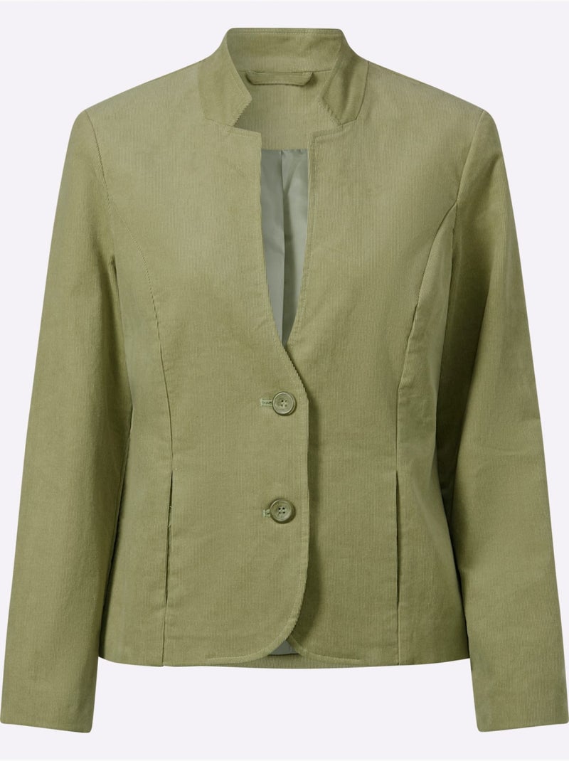 Blazer en velours côtelé qualité coton doux sur la peau - taille standard - witt Bleu Vert Gris - Kiabi