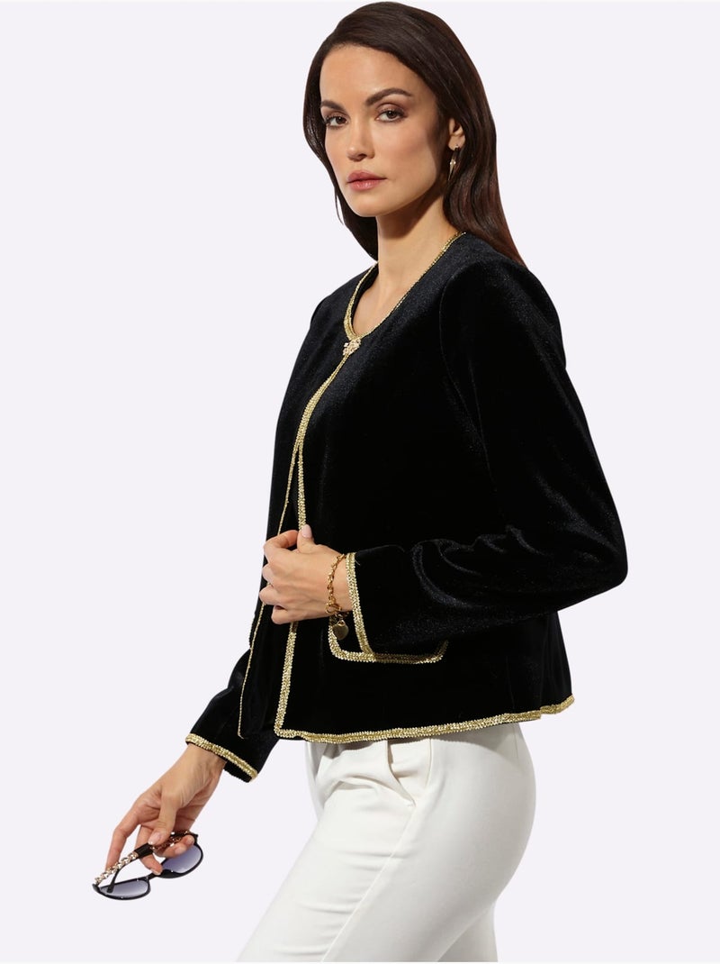 Blazer En Velours Qualité Velours Douce - Taille Standard - Helline Noir - Kiabi