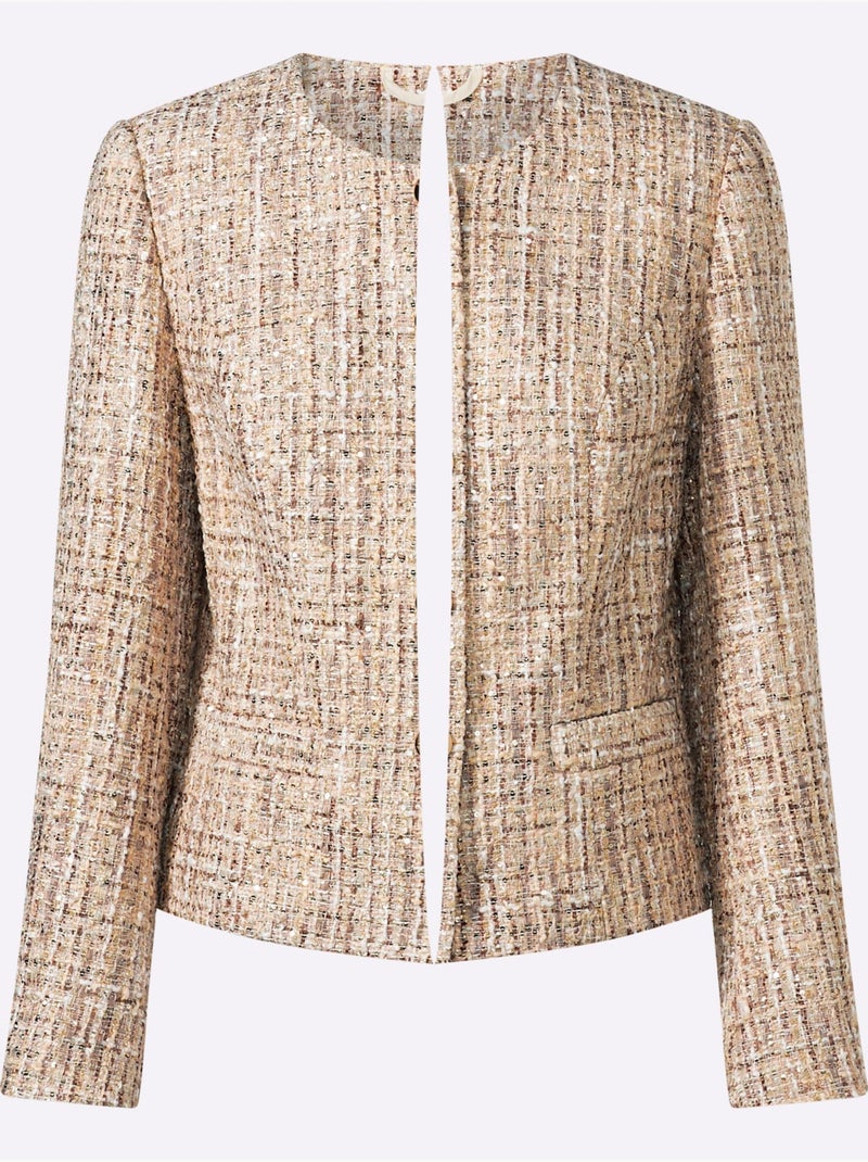 Blazer fil bouclé à paillettes - taille standard - helline Blanc Beige - Kiabi