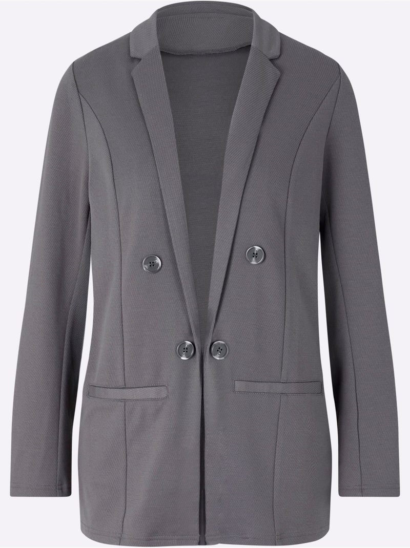 Blazer forme ouverte et longue tendance - taille standard - helline gris anthracite - Kiabi