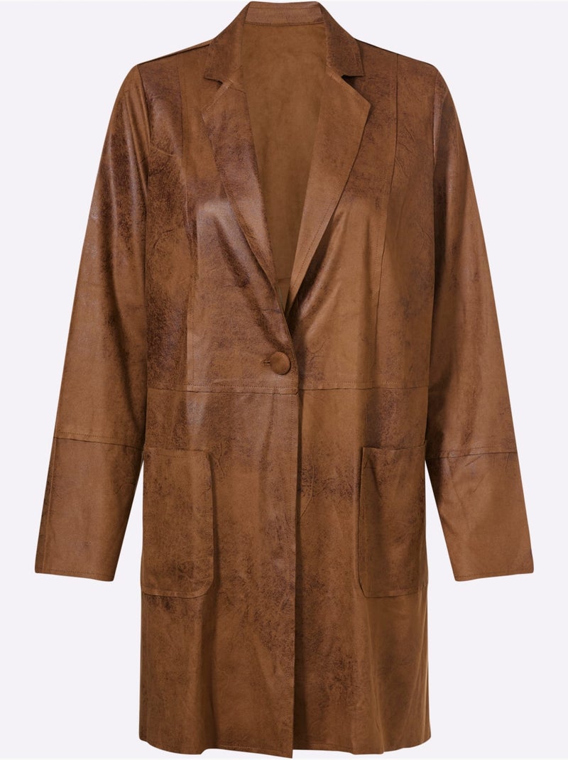 Blazer Imitation Cuir Souple - Taille Standard - helline Ambre - Kiabi