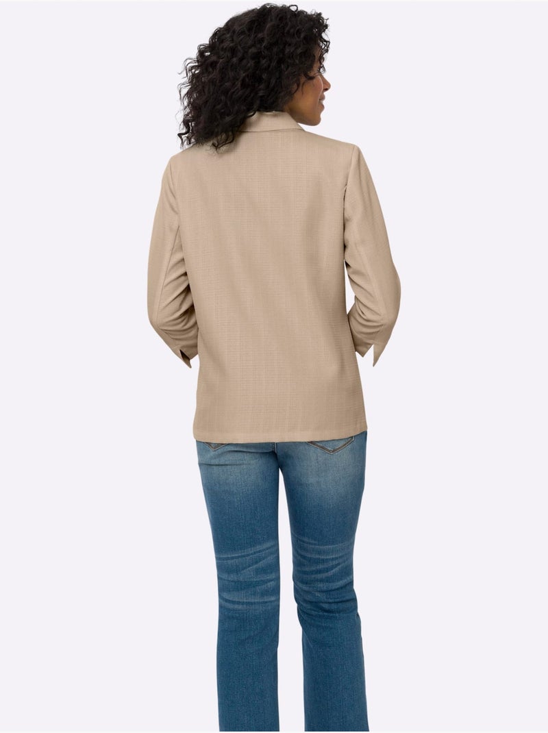 Blazer Imitation Lin - Taille Standard - Moda Vilona Beige - Kiabi