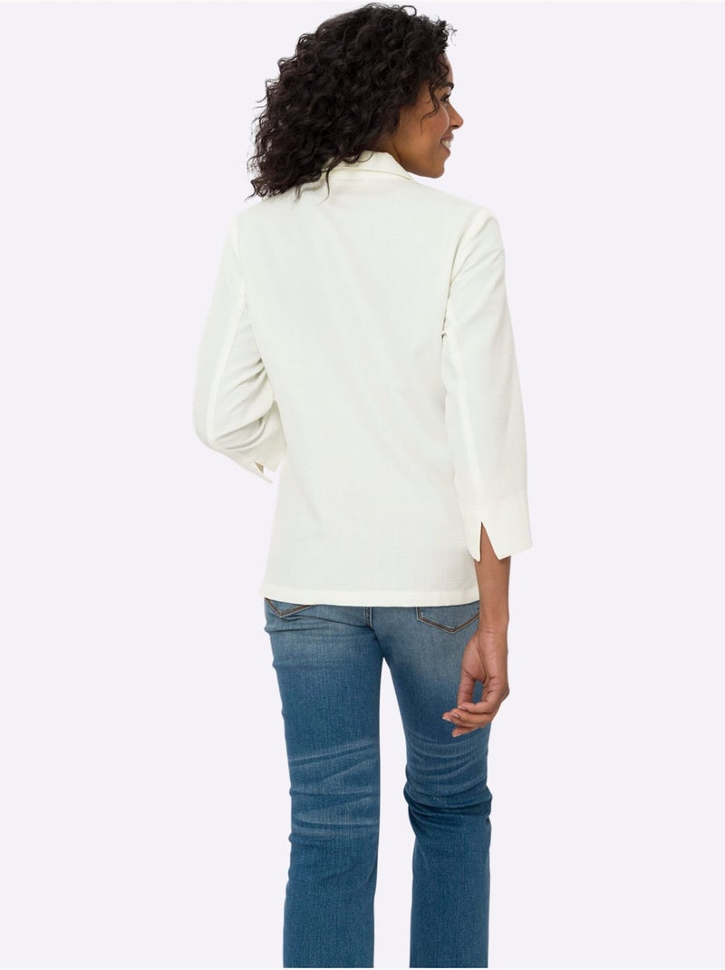 Blazer Imitation Lin - Taille Standard - Moda Vilona Ecru - Kiabi