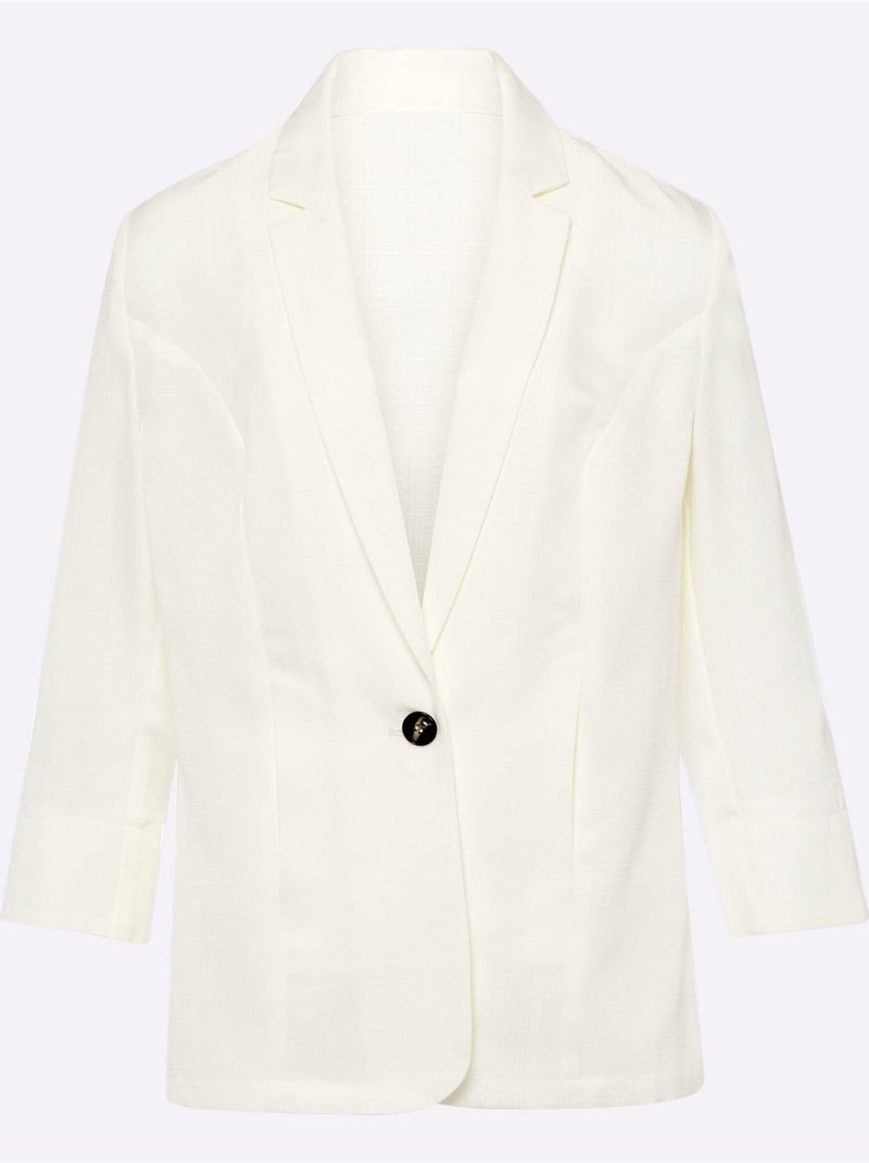 Blazer Imitation Lin - Taille Standard - Moda Vilona Ecru - Kiabi