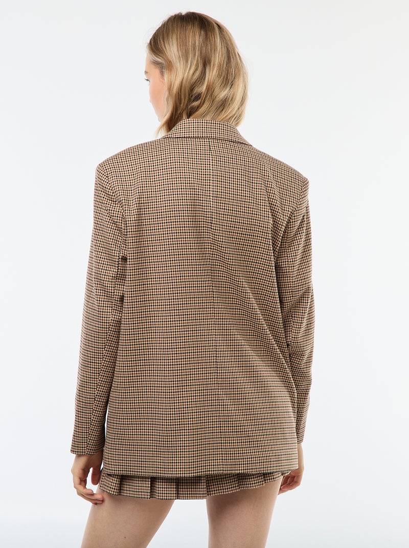 Blazer imprimé pied de poule Marron - Kiabi