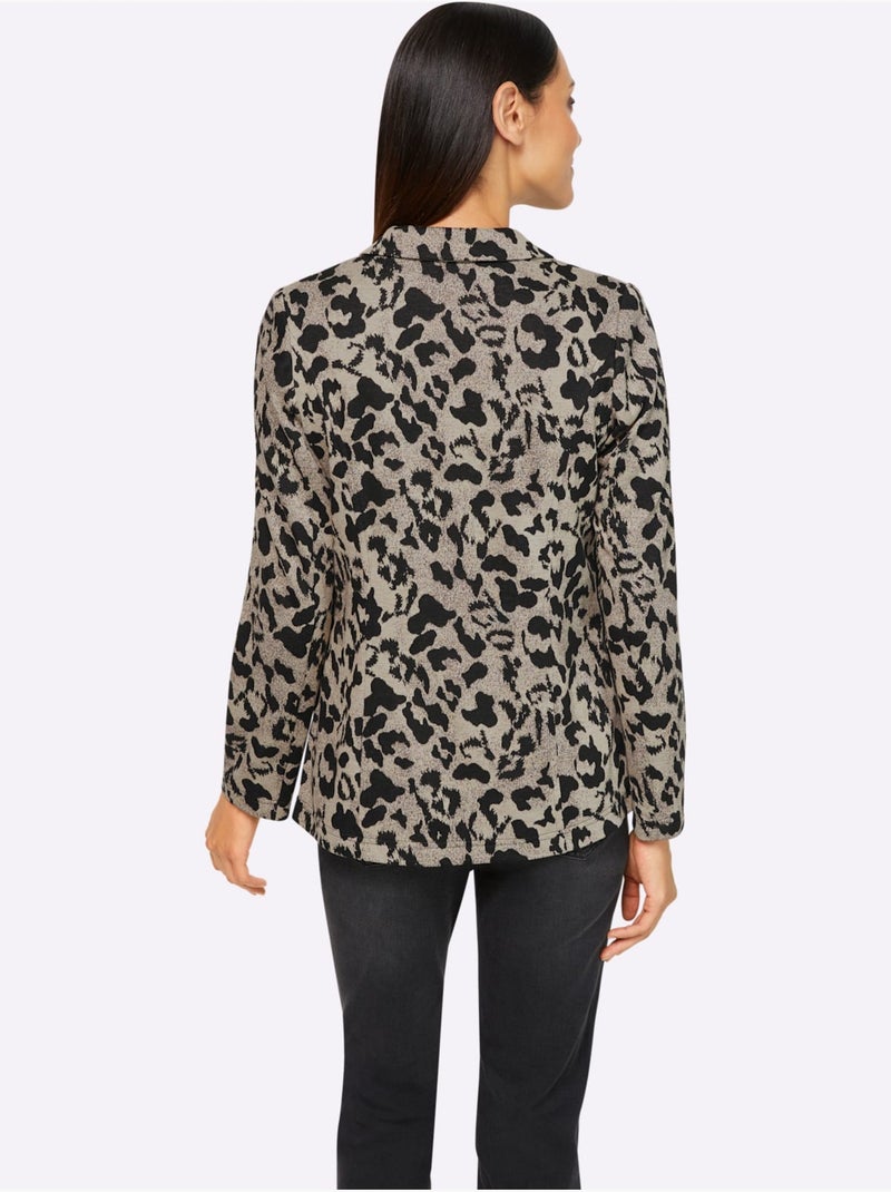 Blazer Jacquard Joli Jacquard à L'aspect Animal - Taille Standard - Helline Beige/Noir - Kiabi
